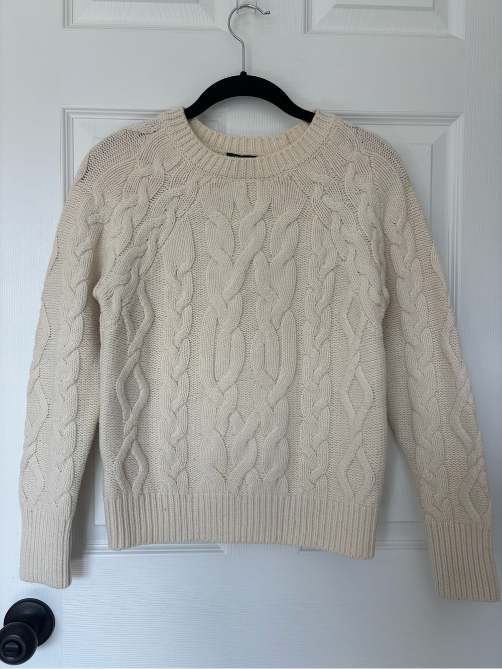 Old Money Cable Knit Crewneck Sweater in Cream Ann Taylor Heritage Fisherman